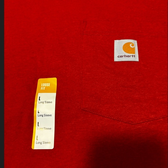 Carhartt oversized burnt orange logo pocket long sleeve shirt NWT - Picture 4 of 7